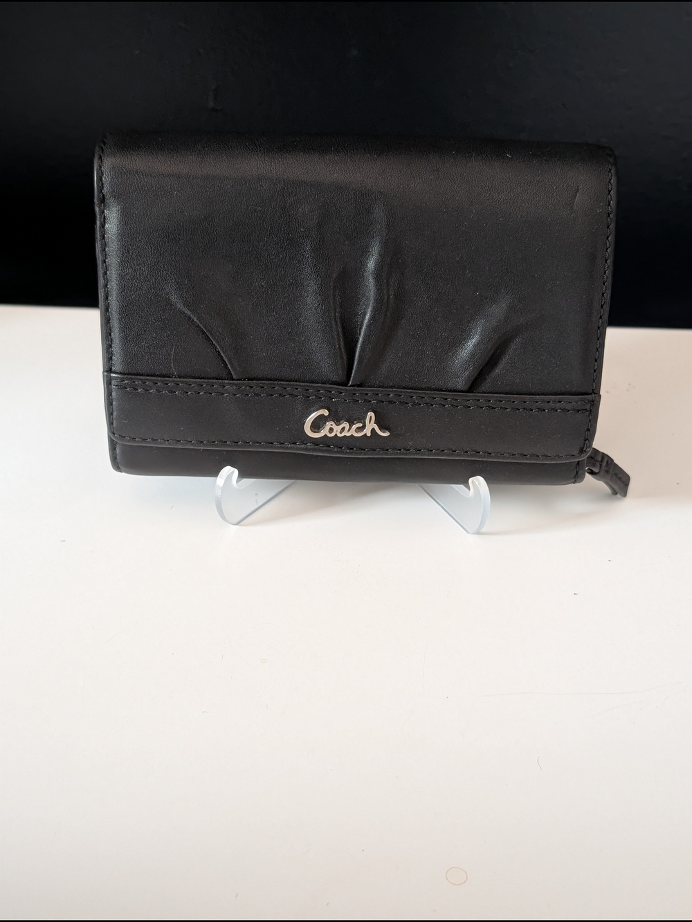 Coach Vintage Soho Black Leather Compact Wallet